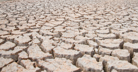Closeup dry soil texture - Dried river bed