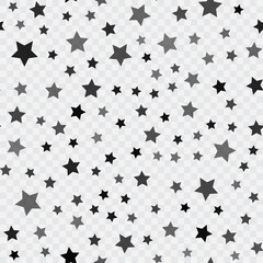 Seamless pattern with black stars on white background. Vector