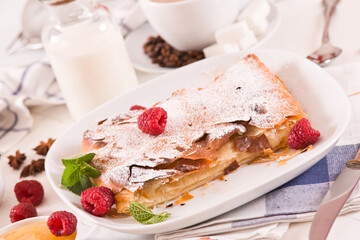 Bougatsa - Greek puff pastry with cream.
