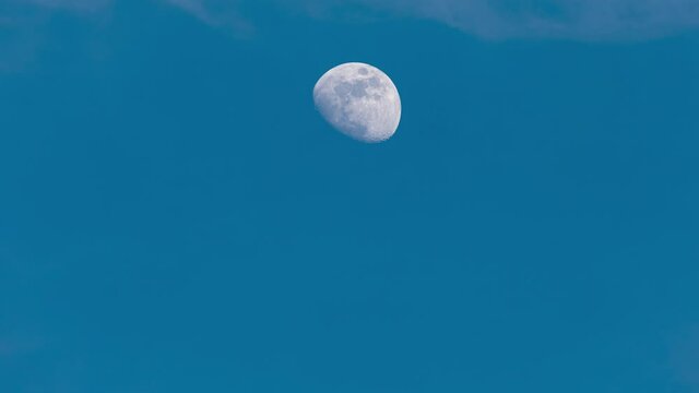 Moon Timelapse, Stock time lapse : Full moon rise in blue sky. Full moon disk time lapse with moon light up in blue sky. High-quality free video footage or timelapse