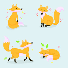 fox hand drawn collection flat design (2)