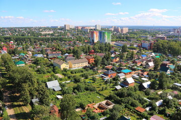 top view of country houses in the city