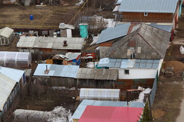 top view of country houses in the city