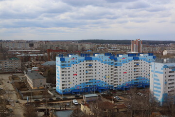 Fototapeta premium top view of new buildings in the city, Russia