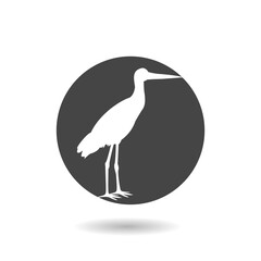 Stork icon with shadow