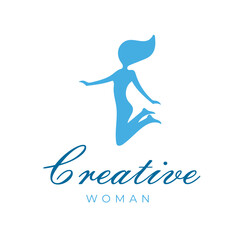 Logo creative woman minimalist simple design template