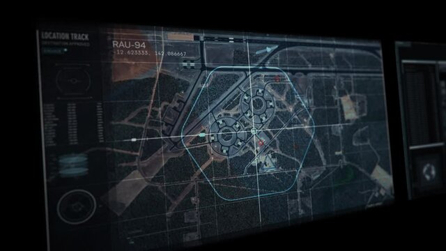 Modern technology on computer screen, detect location, ui graphic
