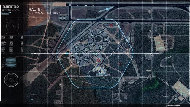 Futuristic Spy technology scan map and detects, Satellite Camera View.  