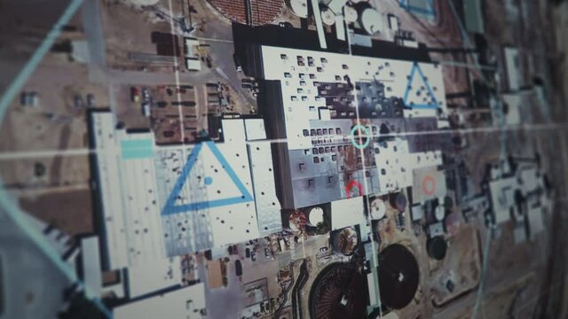 Location detected by satellite drone camera, map scan. futuristic technology, spy eye, UI animation