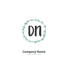 D N DN Initial handwriting and signature logo design with circle. Beautiful design handwritten logo for fashion, team, wedding, luxury logo.