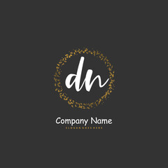 Fototapeta premium D N DN Initial handwriting and signature logo design with circle. Beautiful design handwritten logo for fashion, team, wedding, luxury logo.