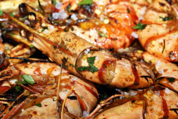 Gegrillte Black Tiger Garnelen