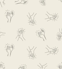 Clapping hands vector seamless pattern