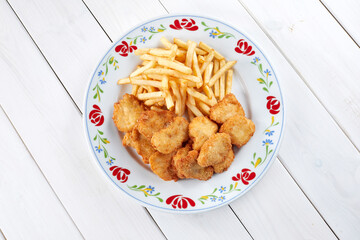 chicken nuggets with french fries