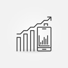 Graph with Smartphone vector concept icon or sign in outline style