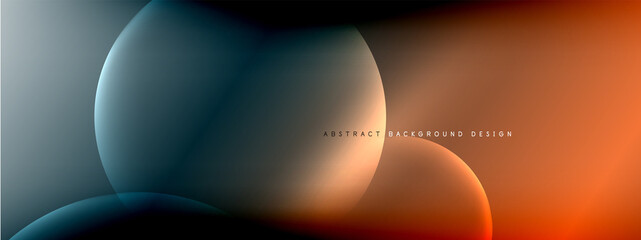 Vector abstract background liquid bubble circles on fluid gradient with shadows and light effects. Shiny design templates for text