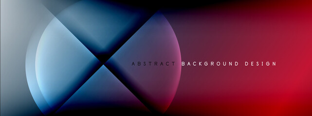Vector abstract background - circle and cross on fluid gradient with shadows and light effects. Techno or business shiny design templates for text
