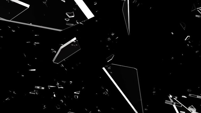 Glass breaking in slow motion on black background. 
Hammer breaking Pane of Glass against Black Background, Slow Motion.