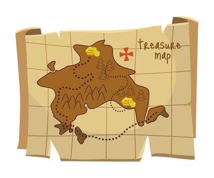 Vector treasure map isolated on white background