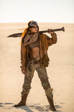 Post-apocalyptic Woman Outdoors in a Wasteland