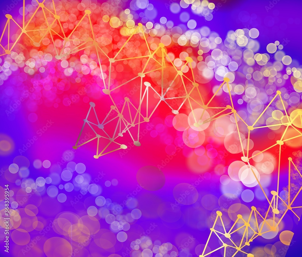 Wall mural dots and lines nerual network technology world connect abstract background with brilliant colors