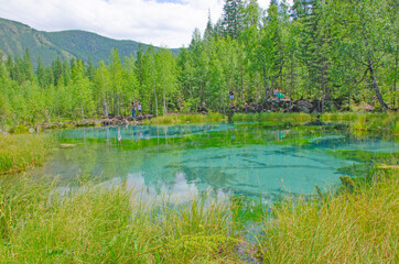 Geyser lake in Altai mountains in Russia

