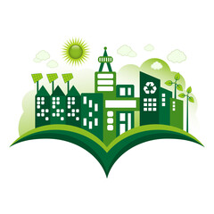 Green Eco city living concept.