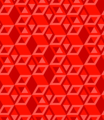 Abstract cube pattern, fully seamless. 3d red vector geometric wallpaper, cube pattern background.Modern Graphic Design.Optical illusion.