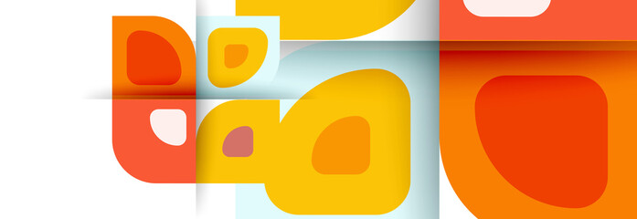 Fototapeta premium Set of vector modern geometric abstract backgrounds with repeating abstract round shapes patterns and shadow effects