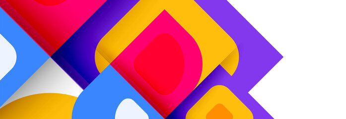 Set of vector modern geometric abstract backgrounds with repeating abstract round shapes patterns and shadow effects