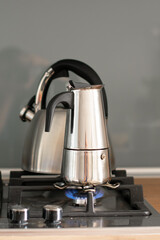 Traditional coffee maker. Geyser Coffee Maker.