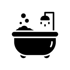 ceramic bathtub shower icon in glyph style isolated on white background. EPS 10