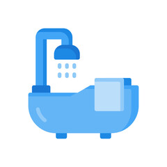 Obraz premium ceramic bathtub shower icon isolated on white background. vector illustration in flat style. EPS 10