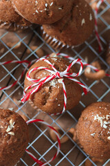 Fresh banana cupcake from oven