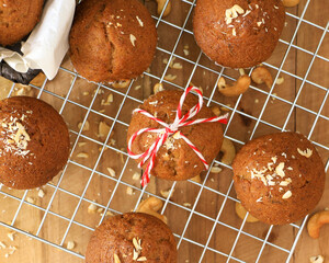 Freah banana cupcakes from oven