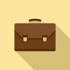 Leather office suitcase icon. Flat illustration of leather office suitcase vector icon for web design