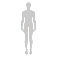 Men to do crotch to knee measurement fashion Illustration for size chart. 7.5 head size boy for site or online shop. Human body infographic template for clothes. 