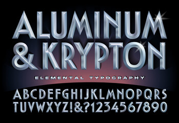 Aluminum & Krypton Alphabet; A Font with Beveled Metallic 3d Effects. - obrazy, fototapety, plakaty