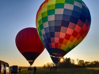 Two Hot air balloons at the start