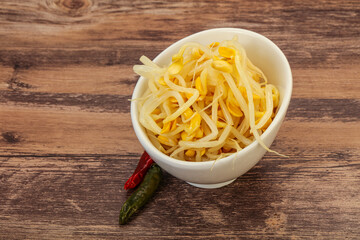 Soy sprout heap in the bowl