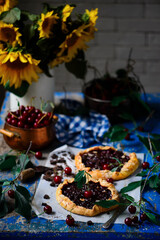 Cherry chocolate galette..style rustic. natural light