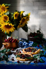 Cherry chocolate galette..style rustic. natural light