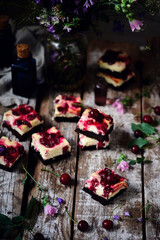 Cherry cheesecake swirl brownies.style rustic