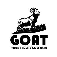 stand goat logo inspiration. goat animal farm icon