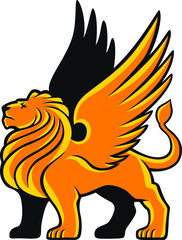 Golden Lion with Its Wings