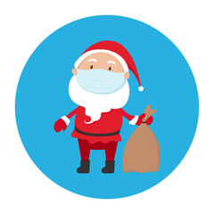 Santa Claus in medical mask. Vector icon.