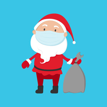 Santa Claus in medical mask. Vector illustration.