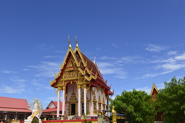 Wat HaiSok Buddhist Sanctuary with Blue Sky background, NongKhai province Thailand. 