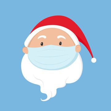 Santa Claus in medical mask. Vector illustration.