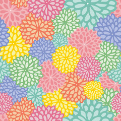 Geometric Floral Collage seamless pattern